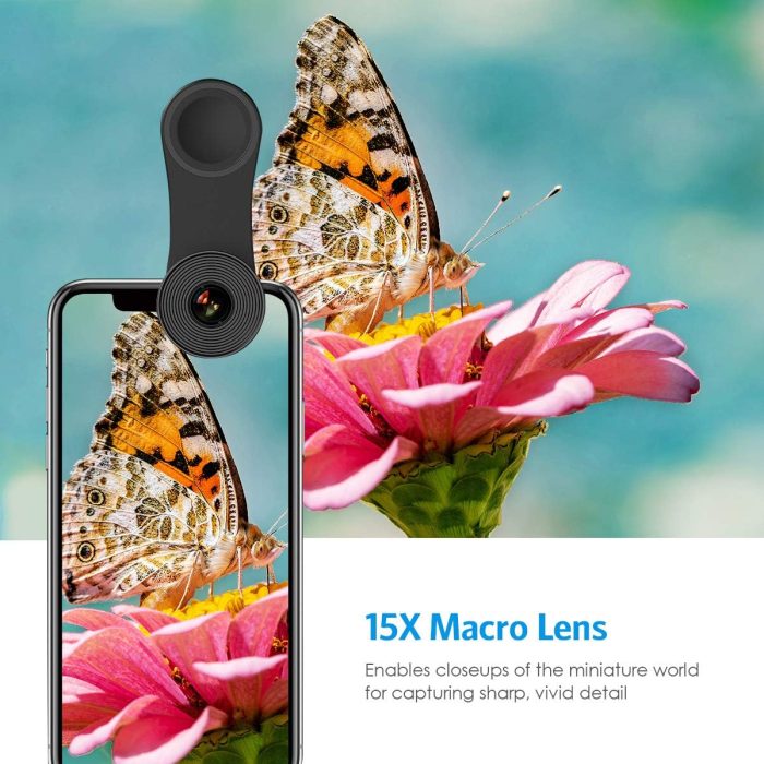 Criacr Phone Camera Lens, 0.4X Wide Angle Lens, 180 Fisheye and 10X Macro Screwed Together, Clip on Cell Phone Compatible with iPhone, Smartphones - Image 4