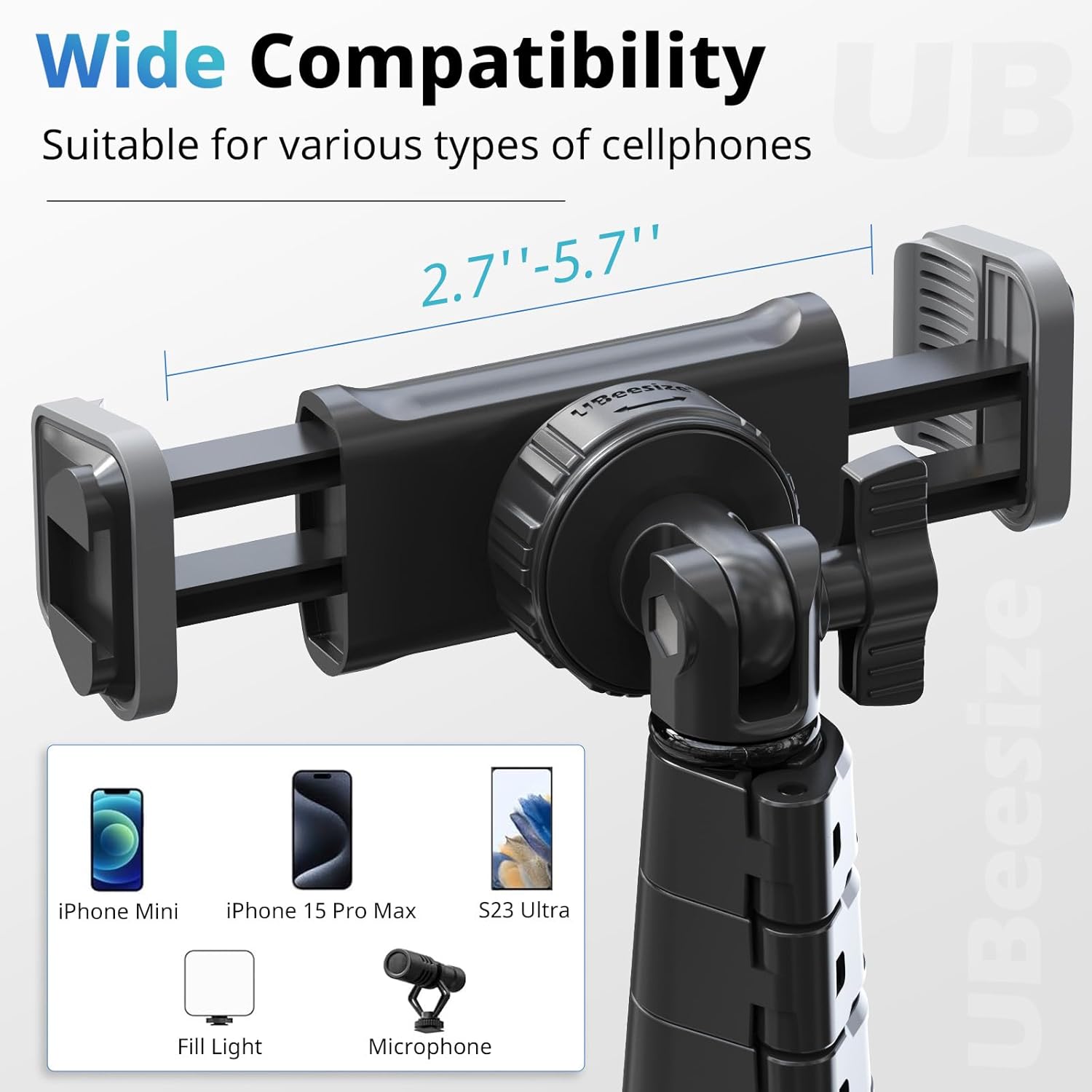 UBeesize 62" Phone Tripod & Selfie Stick, Camera Tripods Stand with Wireless Remote and Phone Holder,Compatible with iPhone Android Phone, Perfect for Selfies/Video Recording/Live Streaming Black - Image 3