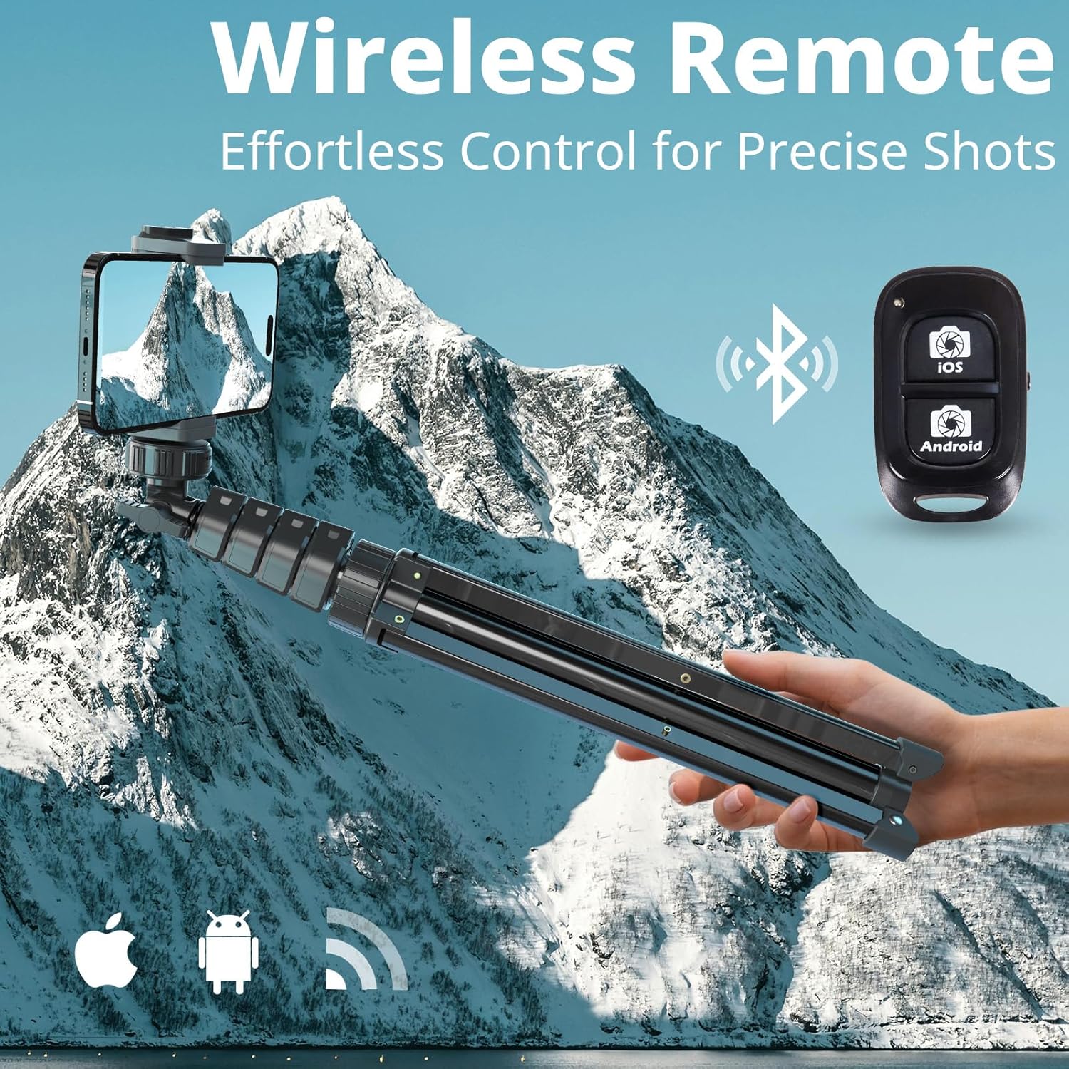 UBeesize 62" Phone Tripod & Selfie Stick, Camera Tripods Stand with Wireless Remote and Phone Holder,Compatible with iPhone Android Phone, Perfect for Selfies/Video Recording/Live Streaming Black - Image 4